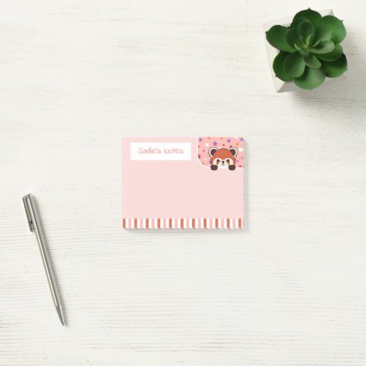 Blush Pink Cute Red Panda Peekabo Your Notes ポストイット (オフィス)