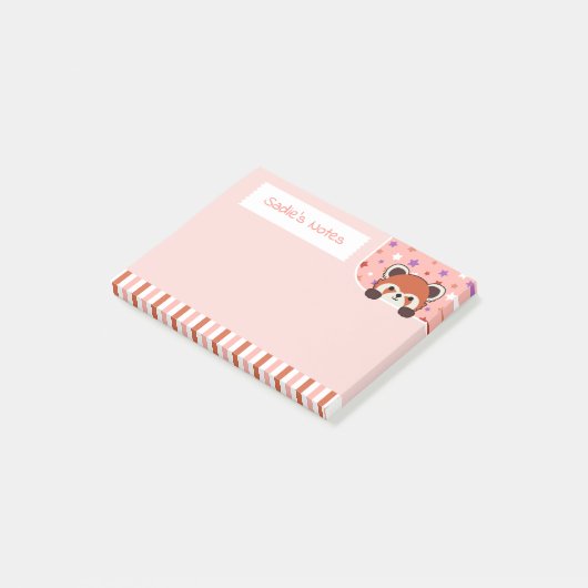 Blush Pink Cute Red Panda Peekabo Your Notes ポストイット (アングル)