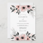 Blush Pink Dainty Anemone Wedding 招待状 (正面)