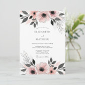 Blush Pink Dainty Anemone Wedding 招待状 (スタンド正面)