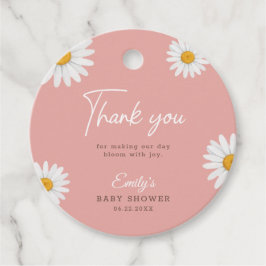 Blush Pink Daisy Baby Shower Favor Tag フェイバータグ