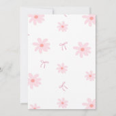 Blush Pink Daisy Bow Girl 1st Birthday with photo 招待状 (裏面)