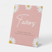 Blush Pink Daisy Floral Baby Shower Favors 台座サイン (正面)