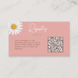 Blush Pink Daisy Floral Baby Shower Registry エンクロージャーカード