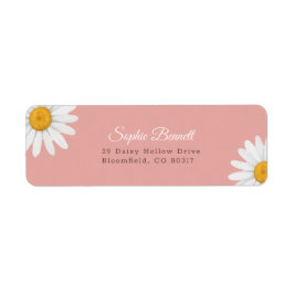 Blush Pink Daisy Floral Baby Shower Return Address ラベル