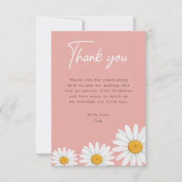 Blush Pink Daisy Floral Baby Shower Thank You Card サンキューカード