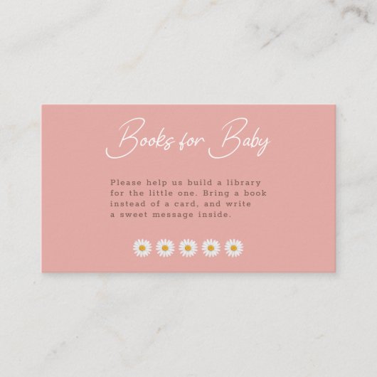 Blush Pink Daisy Floral Books for Baby エンクロージャーカード (正面)