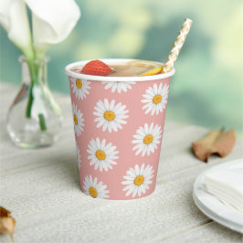 Blush Pink Daisy Floral Pattern Baby Shower 紙コップ