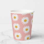 Blush Pink Daisy Floral Pattern Baby Shower 紙コップ (裏面)