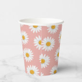 Blush Pink Daisy Floral Pattern Baby Shower 紙コップ (右)