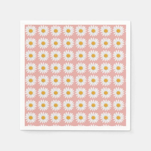 Blush Pink Daisy Floral Pattern Baby Shower Party スタンダードカクテルナプキン (正面)