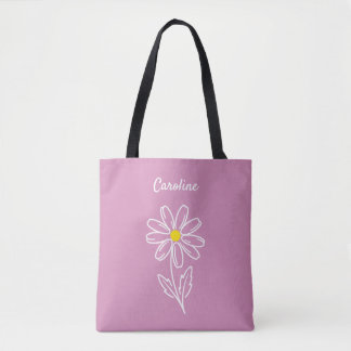 Blush Pink Daisy Flower Personalized Tote Bag トートバッグ
