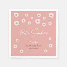 Blush Pink Daisy Hello Sunshine Baby Shower Paper スタンダードカクテルナプキン
