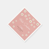Blush Pink Daisy Hello Sunshine Baby Shower Paper スタンダードカクテルナプキン (角)