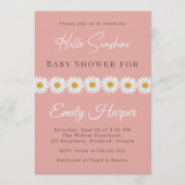 Blush Pink Daisy Hello Sunshine Floral Baby Shower 招待状 (正面)