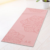Blush Pink Decorative Modern Mandala With Initials ヨガマット