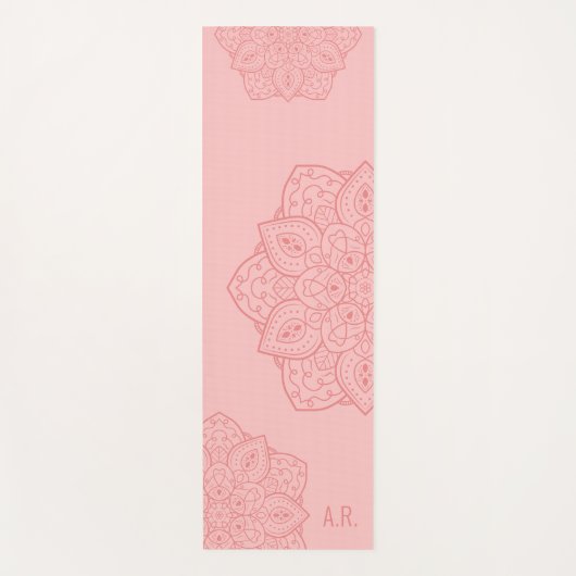 Blush Pink Decorative Modern Mandala With Initials ヨガマット (正面)