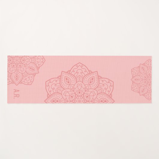 Blush Pink Decorative Modern Mandala With Initials ヨガマット (正面(横))
