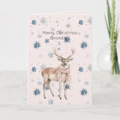 Blush Pink Deer Snowflakes Christmas カード (正面)