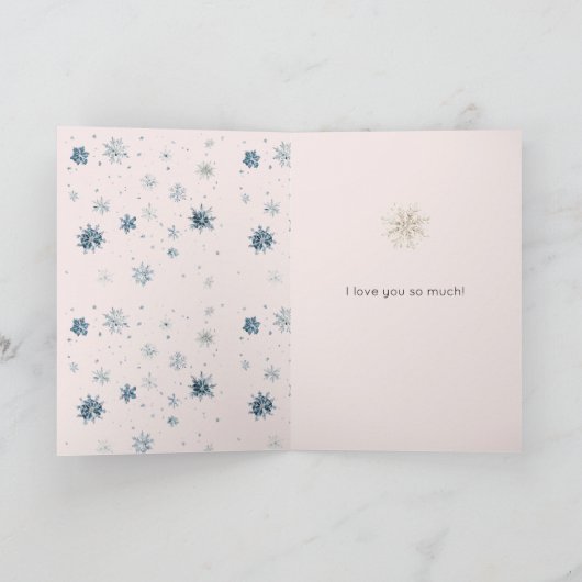 Blush Pink Deer Snowflakes Christmas カード (内部)