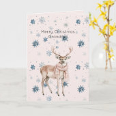 Blush Pink Deer Snowflakes Christmas カード (黄色い花)