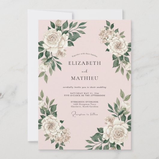 Blush Pink Delicate Spring Wedding 招待状 (正面)