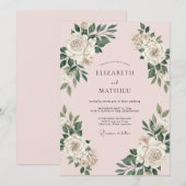 Blush Pink Delicate Spring Wedding 招待状 (正面/裏面)