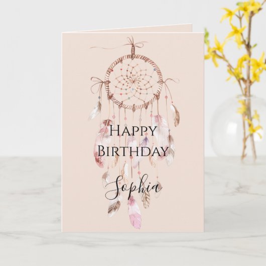 Blush Pink Dream Catcher カード (黄色い花)