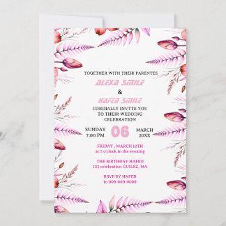 Blush Pink  Elegant Gold Wedding Invitation , Whit セーブザデート