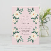 Blush Pink Elegant Rose Wedding 招待状 (スタンド正面)