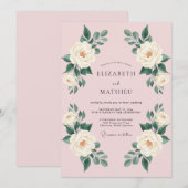 Blush Pink Elegant Rose Wedding 招待状 (正面/裏面)