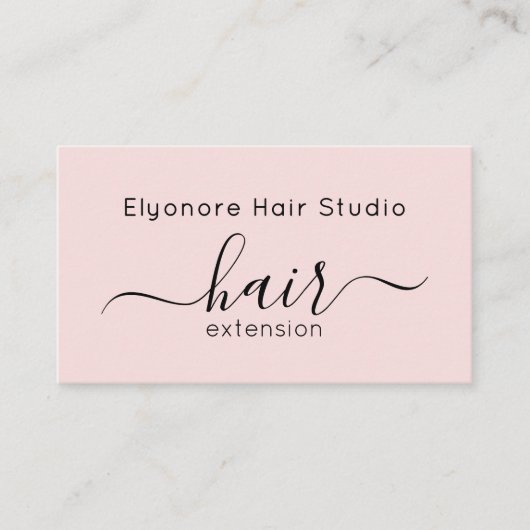 Blush Pink Elegant Script Hair Extension Business 名刺 (正面)