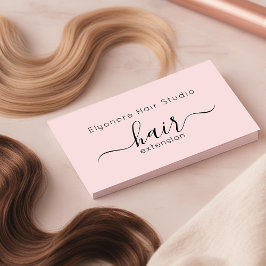 Blush Pink Elegant Script Hair Extension Business 名刺
