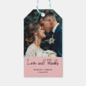 Blush Pink Elegant Wedding Love and Thanks Photo ギフトタグ (正面)