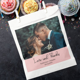 Blush Pink Elegant Wedding Love and Thanks Photo フェイバーバッグ