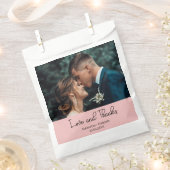 Blush Pink Elegant Wedding Love and Thanks Photo フェイバーバッグ (クリップ留めされた状態)