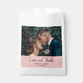 Blush Pink Elegant Wedding Love and Thanks Photo フェイバーバッグ (正面)