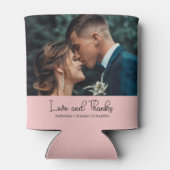 Blush Pink Elegant Wedding Love and Thanks Photo 缶クーラー (裏面)