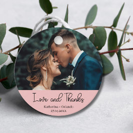 Blush Pink Elegant Wedding Love & Thanks Photo フェイバータグ