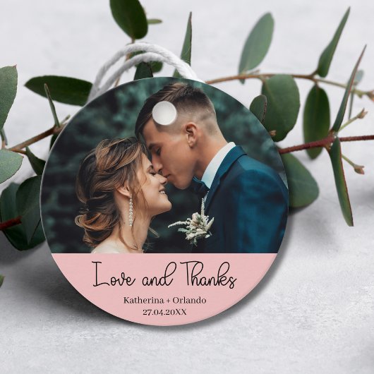 Blush Pink Elegant Wedding Love & Thanks Photo フェイバータグ