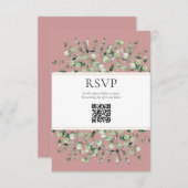Blush Pink Eucalyptus QR Code Wedding RSVP  エンクロージャーカード (正面/裏面)