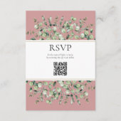 Blush Pink Eucalyptus QR Code Wedding RSVP  エンクロージャーカード (正面)