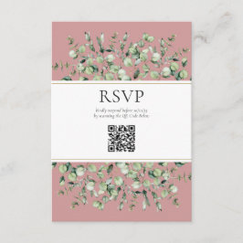 Blush Pink Eucalyptus QR Code Wedding RSVP  エンクロージャーカード