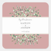 Blush Pink Eucalyptus Together Forever Wedding  スクエアシール (正面)