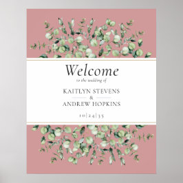 Blush Pink Eucalyptus Wedding Welcome  ポスター