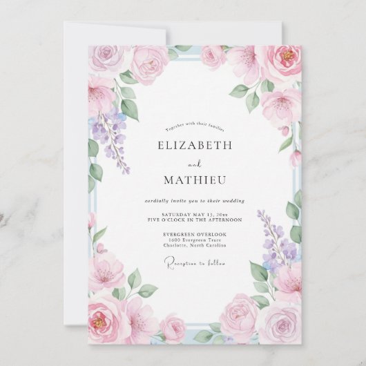 Blush Pink Exquisite Spring Wedding 招待状 (正面)