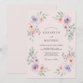 Blush Pink Exquisite Springtime Wedding 招待状 (正面/裏面)