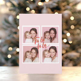 Blush Pink Fa La La La Photo Grid Christmas  シーズンカード