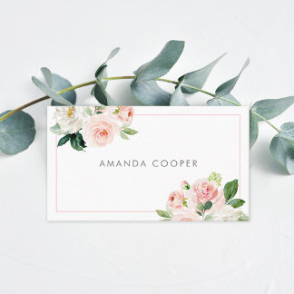 Blush Pink Feminine Watercolor Floral 名刺