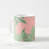 Blush Pink Fern Leaf Botanical Sage Green Modern  コーヒーマグカップ (正面左)